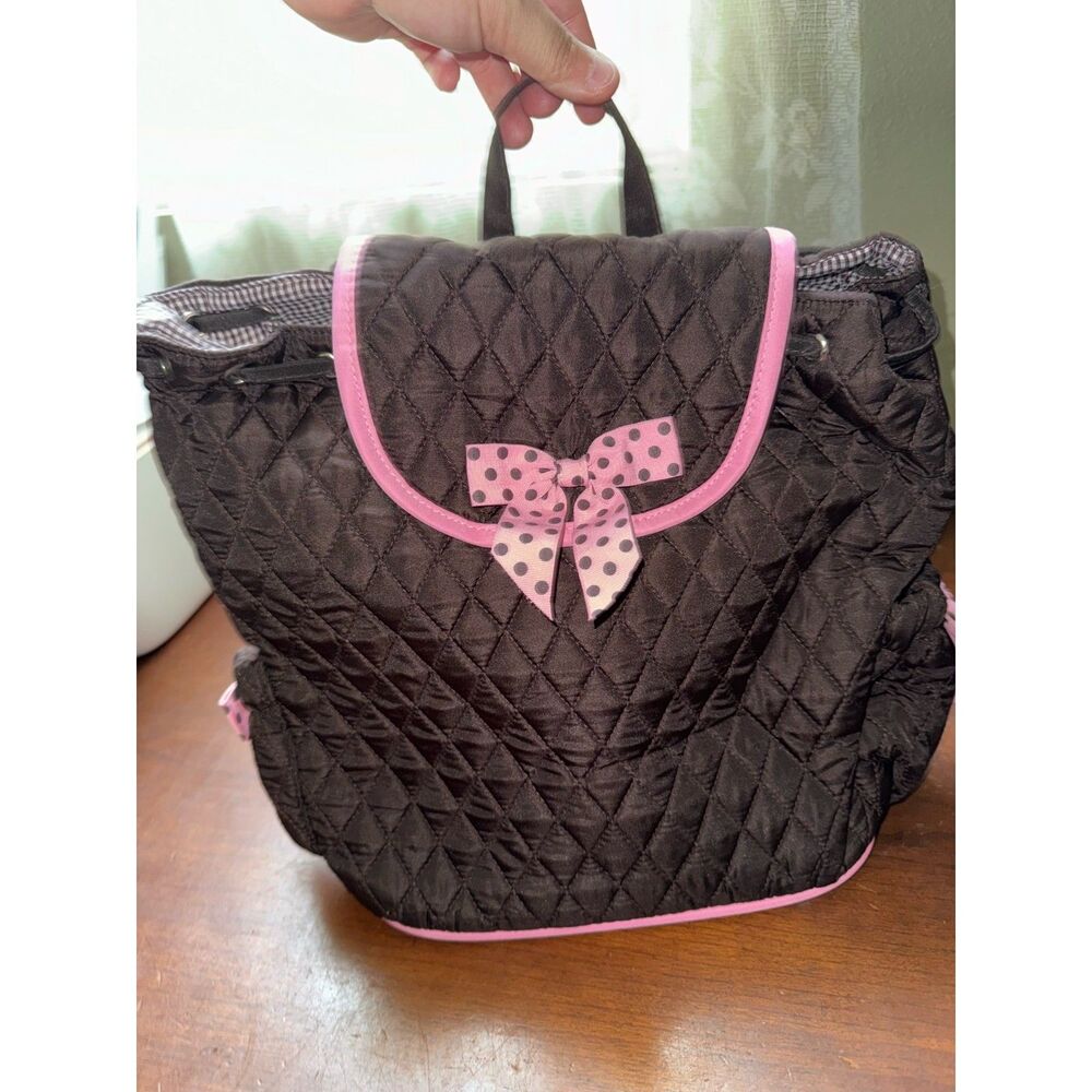 Belvah NWT Quilted Backpack with 1 or 2 Straps Brown and Pink